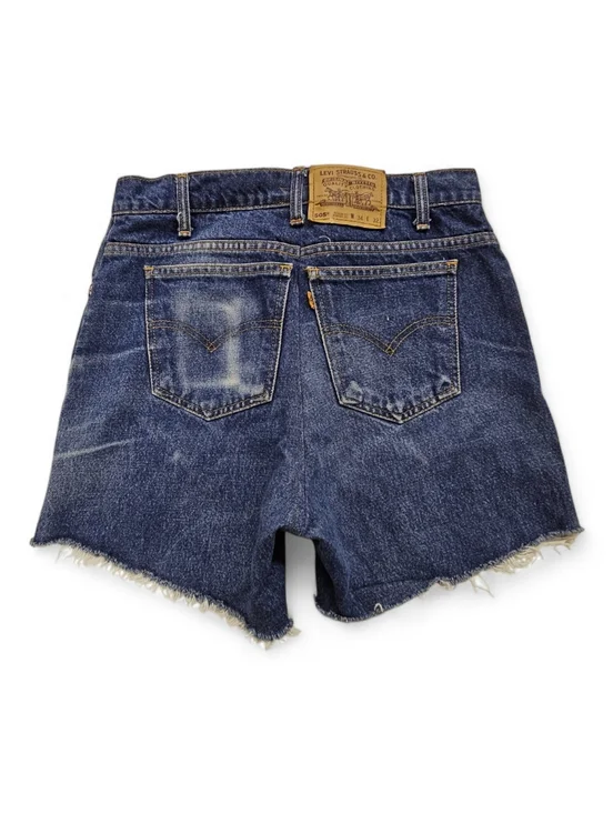 Levi's Orange Tab Vintage 505 Denim Shorts In Distressed Blue Size 30 - Picture 3 of 12